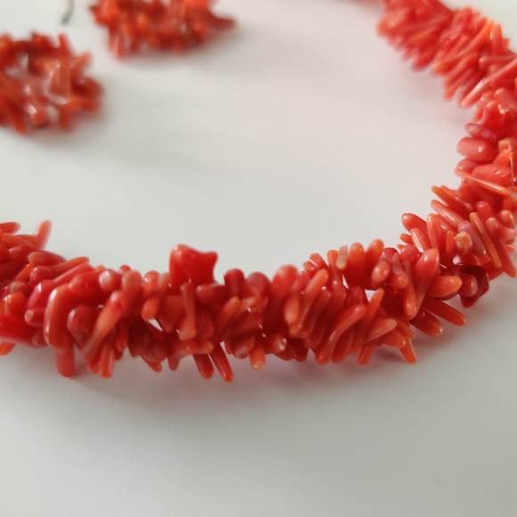Vintage Red Branch Coral Necklace and Earrings Set - Picture 11 of 16